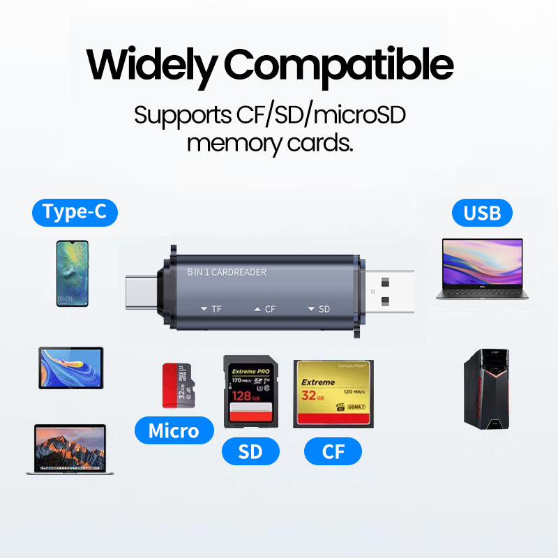 5 IN 1 USB Card Reader Type C  - Laptop Accessories And Gadgets 评论和价格