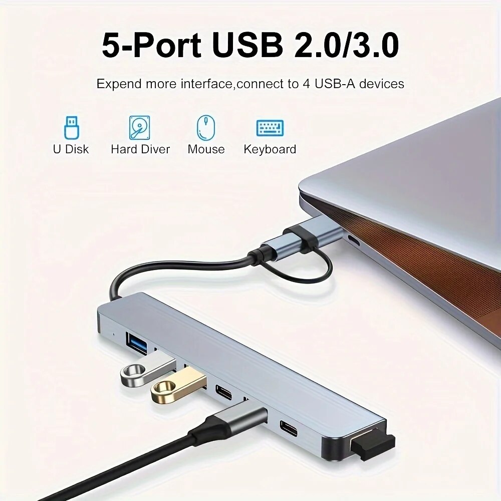 2 In 1 USB3.0 Hub 7 Port Type  - Laptop Accessories Price 评论和价格