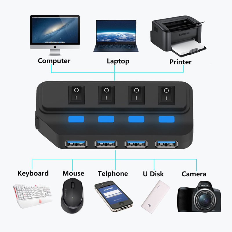 4 Ports USB 3.0 HUB 5Gbps High - Laptop Accessories And Gadgets 评论和价格